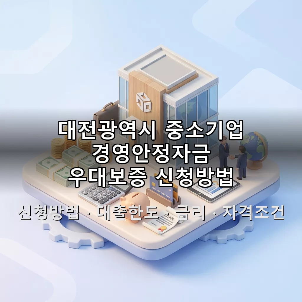 대전광역시 중소기업 경영안정자금 우대보증 신청방법 대출한도 금리 자격조건 총정리